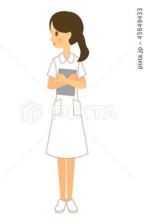 職業 女性 看護師 横を向く 全身のイラスト素材