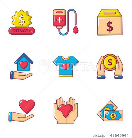 Contribute icons set, cartoon style 45649944