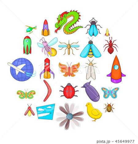Wing icons set, cartoon style 45649977