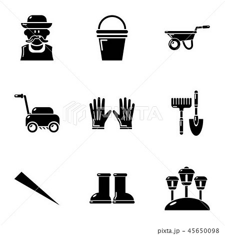 Lawn icons set, simple style Lawn icons set, simple style 45650098
