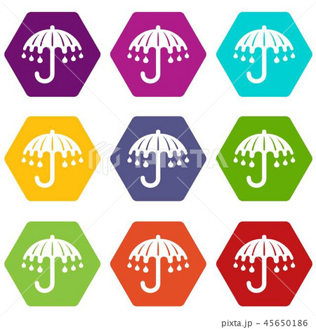 Wet umbrella icons set 9 vector 45650186