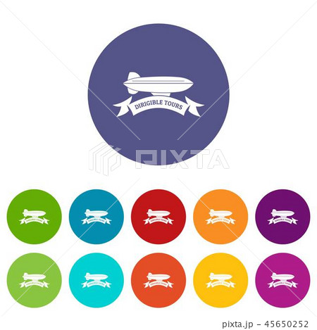 Trip dirigible icons set vector color 45650252