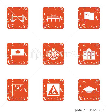 Canadian town icons set, grunge style Canadian town icons set, grunge style 45650287
