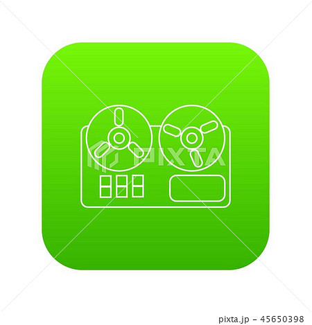 Reel tape recorder icon green vector Reel tape recorder icon green vector 45650398