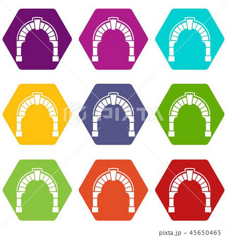 Round gate icons set 9 vector 45650465