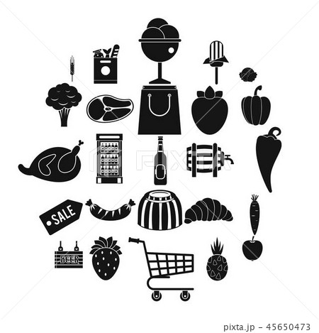 Food sale icons set, simple style 45650473