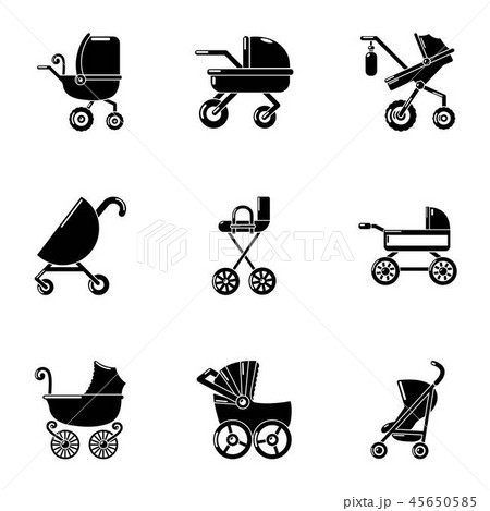 Baby Buggy Icons Set Simple Styleのイラスト素材