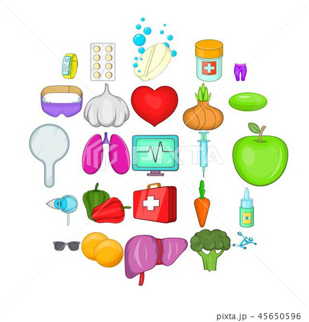 Folk remedies icons set, cartoon style Folk remedies icons set, cartoon style 45650596