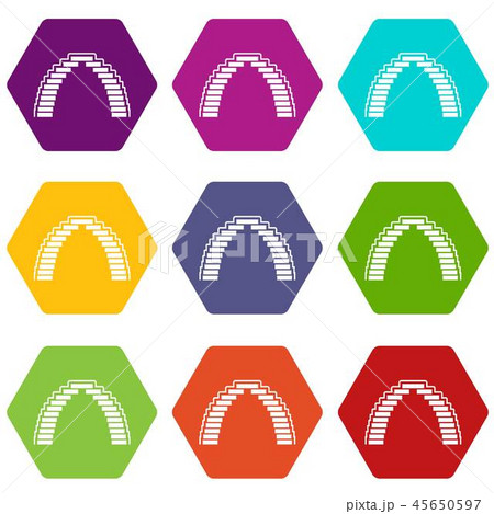 Pyramid arch icons set 9 vector 45650597