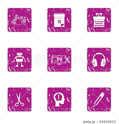 Electronic music icons set, grunge style Electronic music icons set, grunge style 45650652