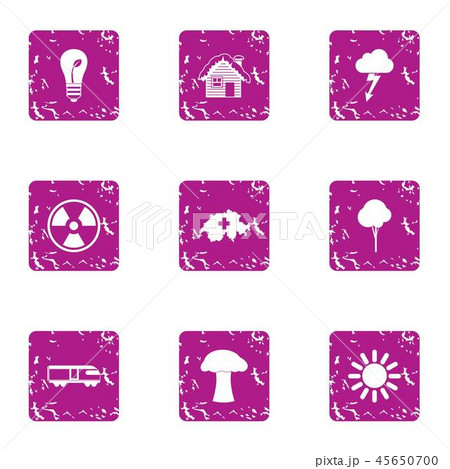 Climatic icons set, grunge style 45650700