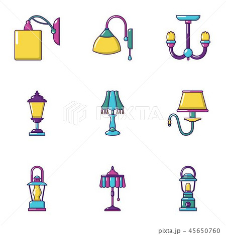 Wall lamp icons set, cartoon style 45650760
