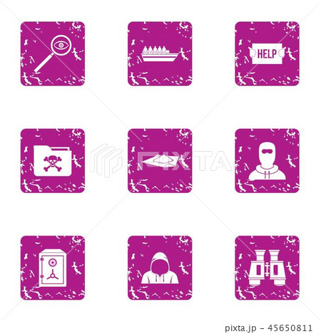 Rescue icons set, grunge style 45650811