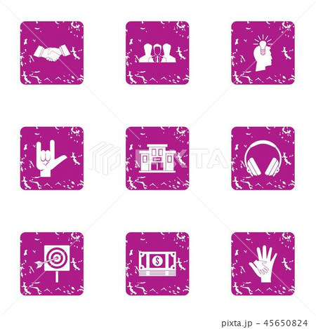 Business objective icons set, grunge style 45650824
