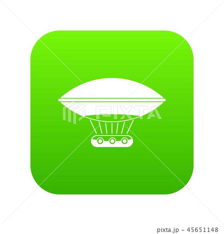 Hot air balloon with gondola basket icon digital green Hot air balloon with gondola basket icon digital green 45651148
