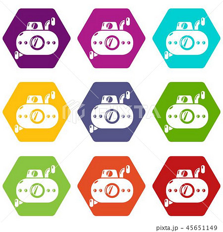 Submarine fun icons set 9 vector Submarine fun icons set 9 vector 45651149