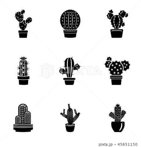 Prickly plant icons set, simple style Prickly plant icons set, simple style 45651150