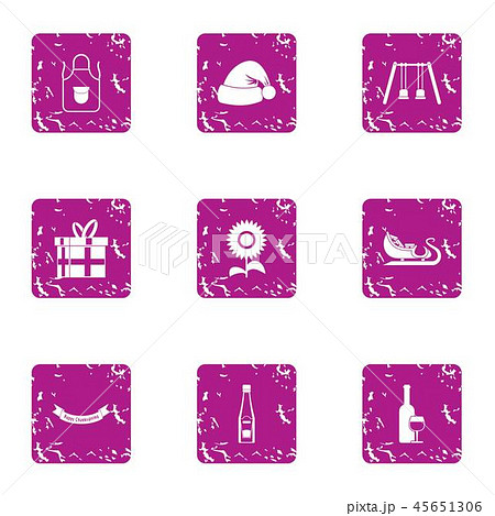 Eve party icons set, grunge style Eve party icons set, grunge style 45651306