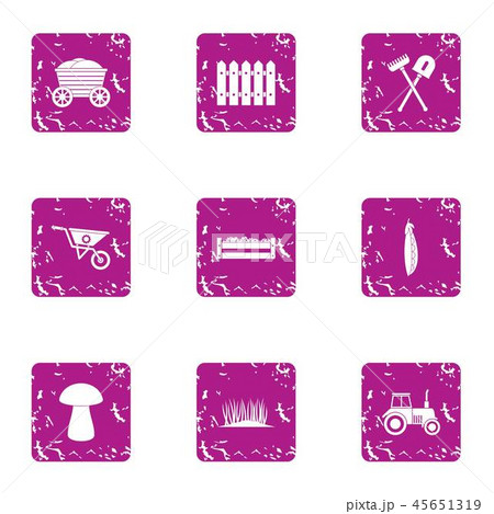 Tillage icons set, grunge style 45651319
