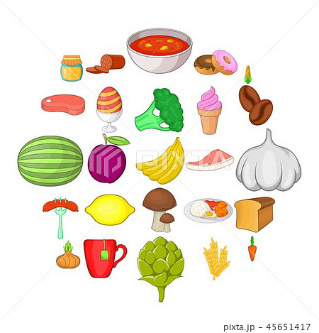 Ration icons set, cartoon style 45651417