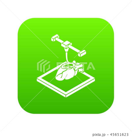 Heart d printing icon green vector 45651623