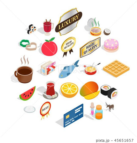 Quality food icons set, isometric style 45651657