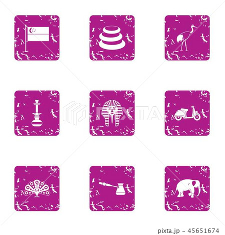 Turkey way icons set, grunge style Turkey way icons set, grunge style 45651674