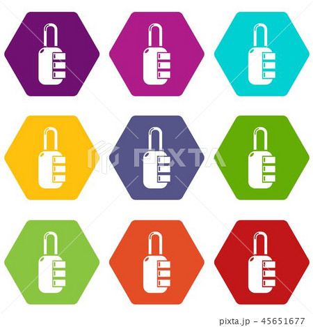Lock combination icons set 9 vector Lock combination icons set 9 vector 45651677