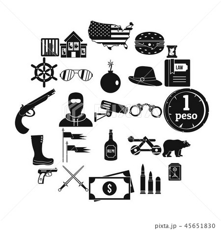 Pistol icons set, simple style Pistol icons set, simple style 45651830