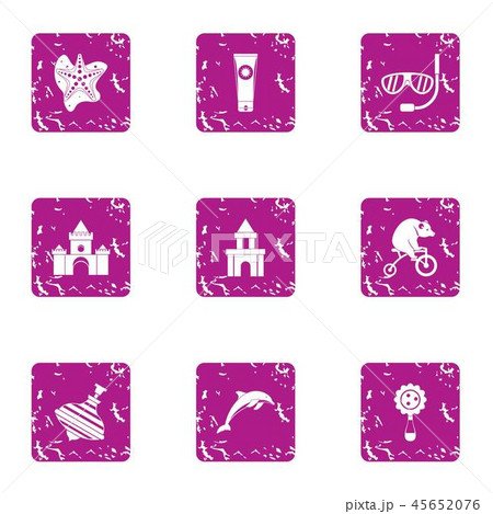 Tourist contract icons set, grunge style 45652076