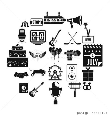 Event icons set, simple style 45652193