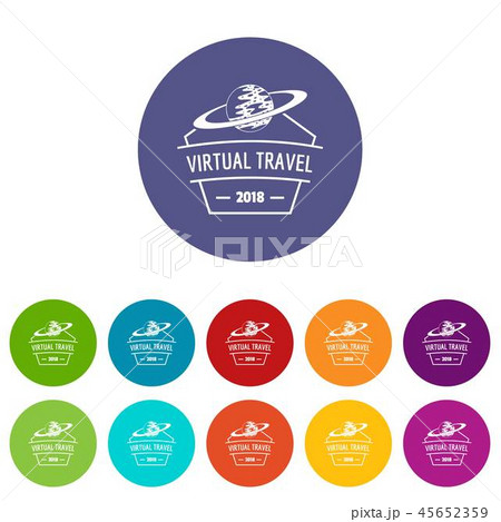 Virtual travel icons set vector color Virtual travel icons set vector color 45652359