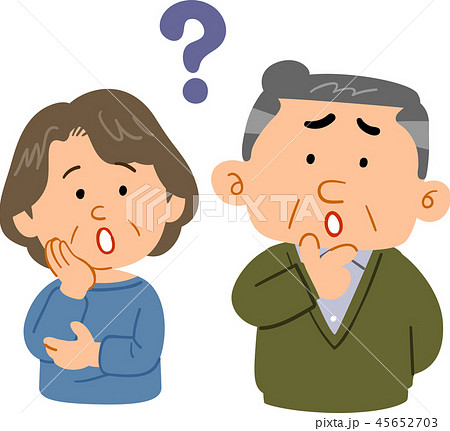 疑問を感じるシニアの夫婦　上半身　心配　困った　不安 45652703