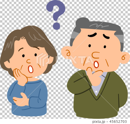 疑問を感じるシニアの夫婦　上半身　心配　困った　不安 45652703