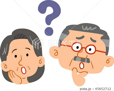 疑問を感じるシニアの夫婦 顔 心配 困った 不安のイラスト素材