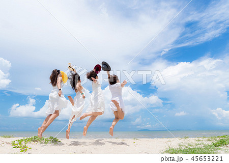 Smiling group asian woman wearing fashion 45653221