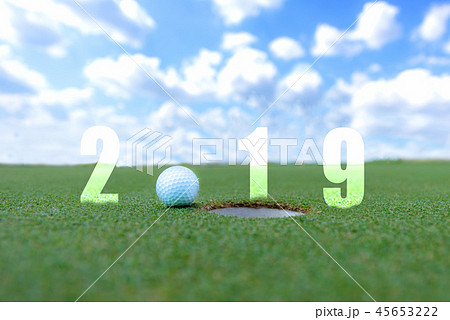 Golf sport conceptual image.Happy new year 2019. G Golf sport conceptual image.Happy new year 2019. G 45653222