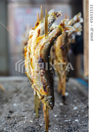 Grilled Ayu fish with salt at Kegon Waterfall. 45653533