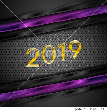 Golden 2019 New Year on perforated background Golden 2019 New Year on perforated background 45653541