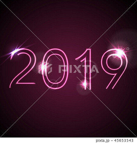 2019 glowing neon purple New Year background 2019 glowing neon purple New Year background 45653543