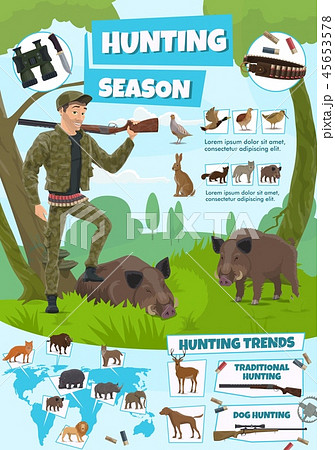 Hunting sport, ammunition, vector animals or birds Hunting sport, ammunition, vector animals or birds 45653578