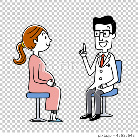 診察：男性医師と妊婦 45653648