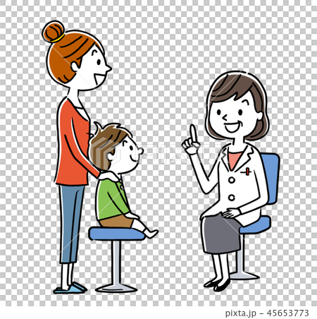 Medical examination: Female doctor and mother and boy 45653773
