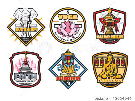 Buddhism religion and meditation vector symbols 45654044
