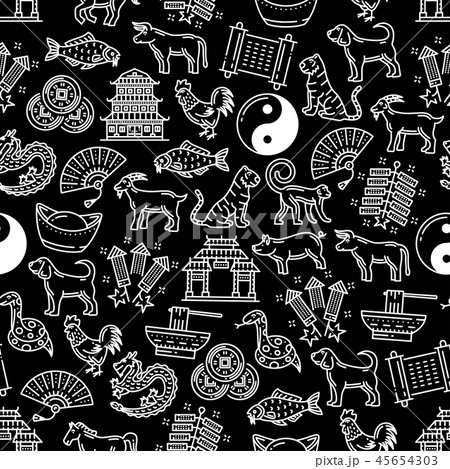 Chinese horoscope seamless vector pattern 45654303