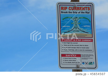 Beach warning signs and flags, Jacksonville Beach, Beach warning signs and flags, Jacksonville Beach, 45654507