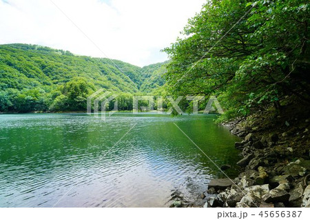 ハート形の湖　豊似湖 45656387