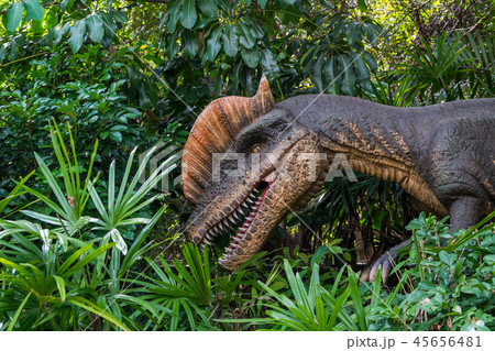 Dinosaurs are extinct in nature. Lurking on the ba 45656481