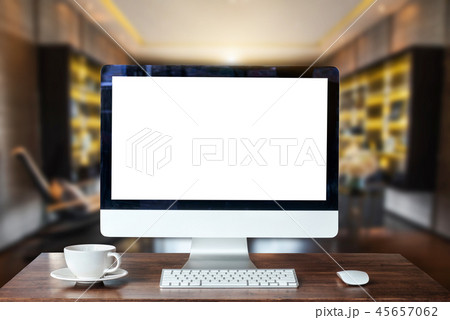 Front view workspace with computer,  45657062