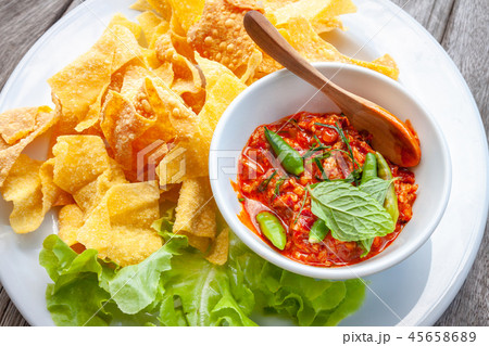 Thai food,  Fried Wonton or Giew Moo Tod 45658689